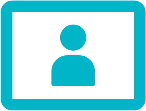 Blue 2-D image of a person on a transparent background