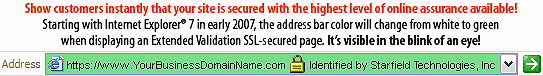 Example screenshot of a secure domain secured by SSL