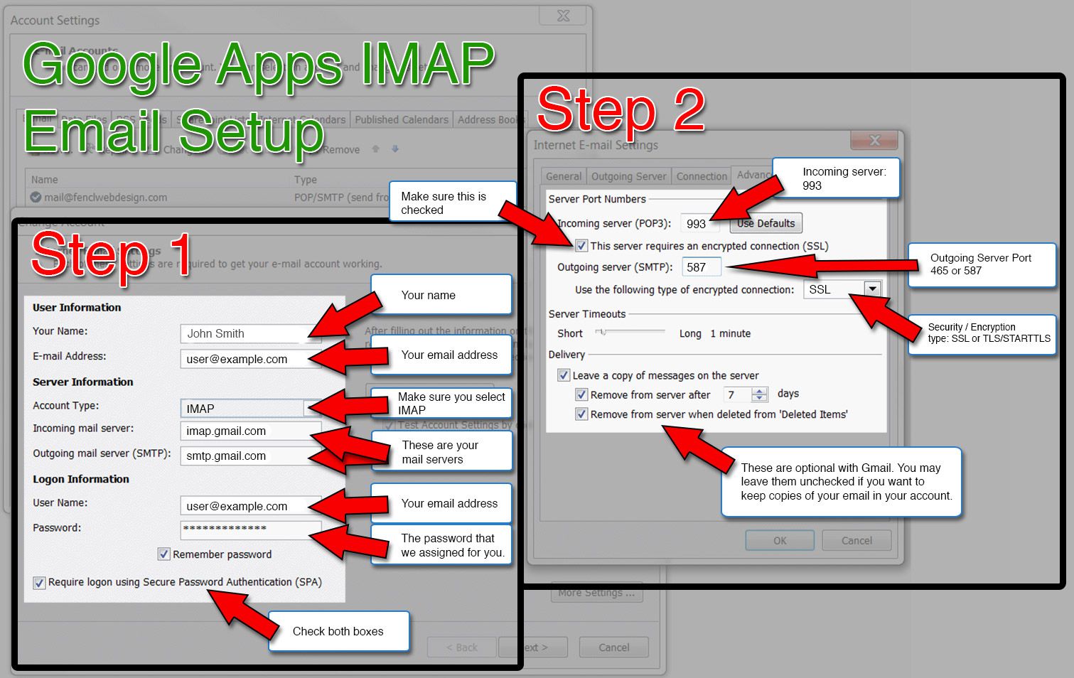 Google IMAP step by step setup process