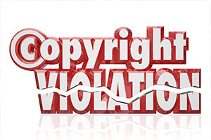 Copyright Violation written in red and white text on a white background