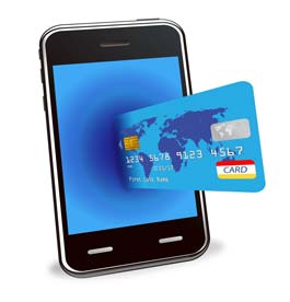 smartphone with credit card going into the screen