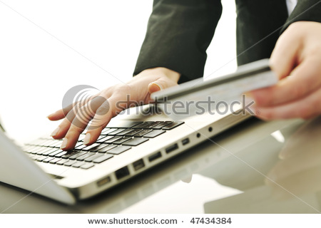 woman making an online transaction