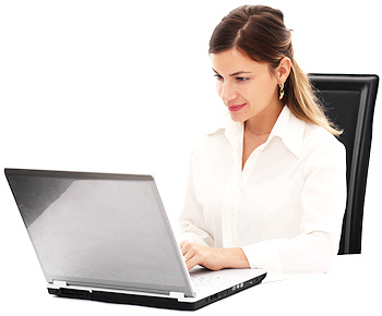 Lady sitting in front of a laptop