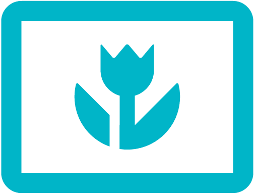 Blue photo of 2-D flowers on a transparent background